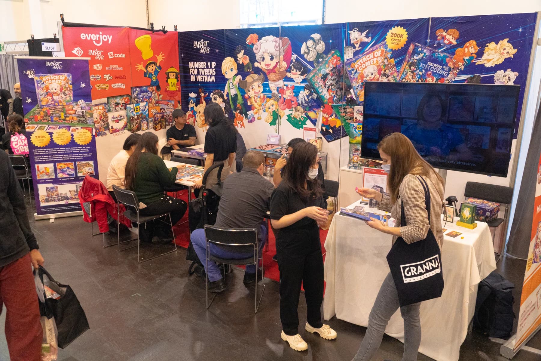 Road to Essen showcase booth with visitors